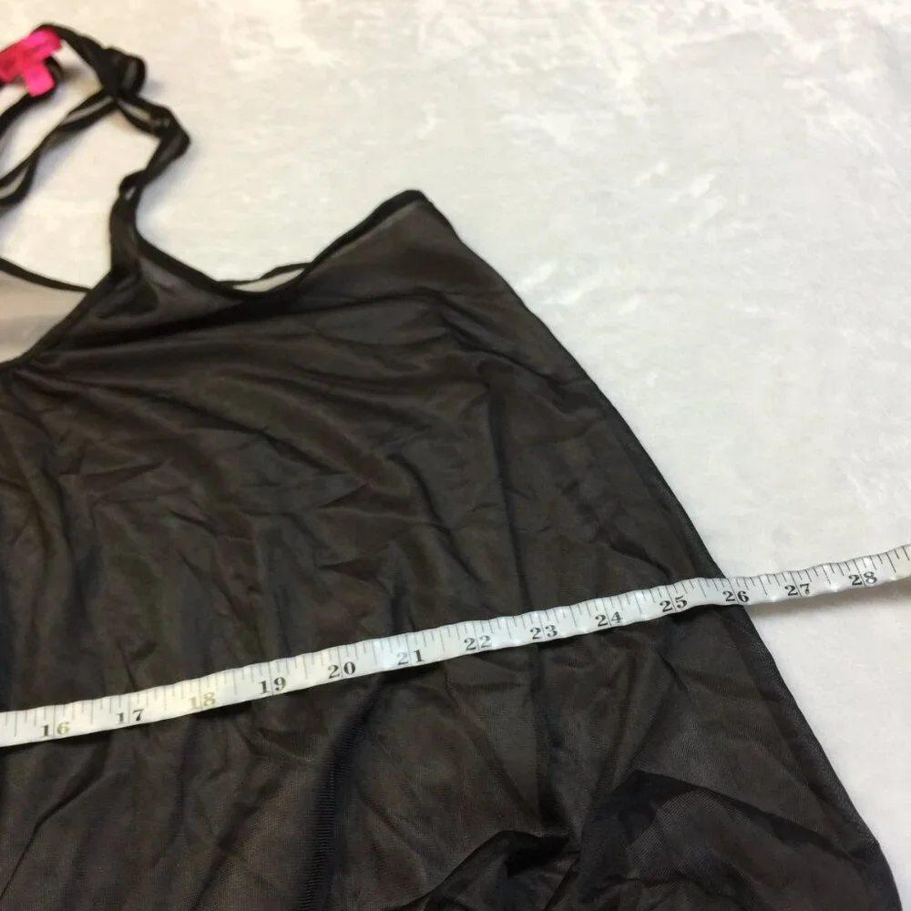 Betsey Johnson Intimates Nightgown Dress Womens Sz L Black Pink Layered Vintage - Picture 15 of 16